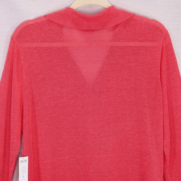 Chicos Sweater 2 Womens Large Salmon Pink Linen Blend Knit Semi Sheer New - Picture 8 of 9